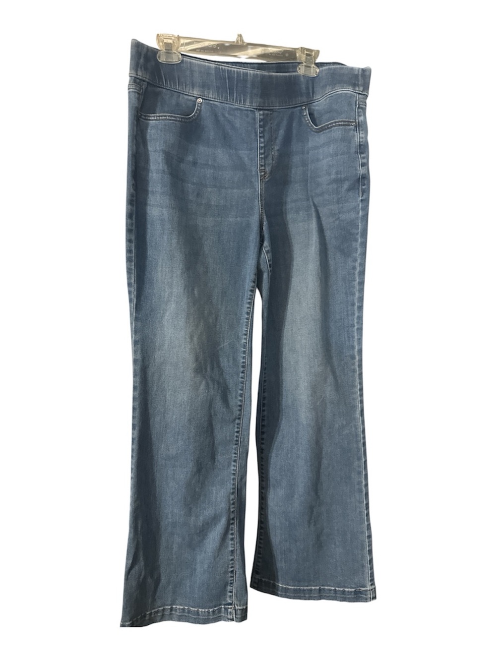 Lane Bryant Medium Blue Stretch Flare Jeans high high rise pull in boot 18 new